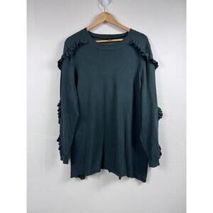 Lane Bryant Emerald Green Ruffle Elegant Sweater Women's 3x Holiday Minimal